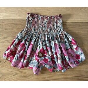 Natural Life Floral Multicolor Flowy Boho Shorts XS Daisy Pink Smocked Beach